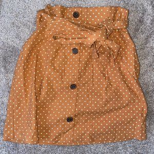 High Waist Belted Orange Skirt